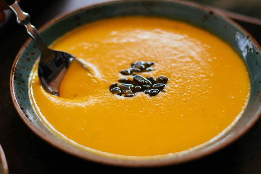 Crock Pot Soups for Fall Close Up of Butternut Squash Soup in a Bowl