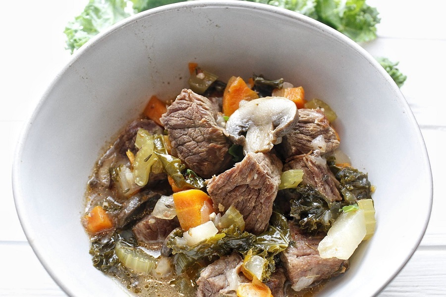 Beef Stew Crock Pot Recipes with Red Wine Close Up of a White Bowl Filled with Beef Stew