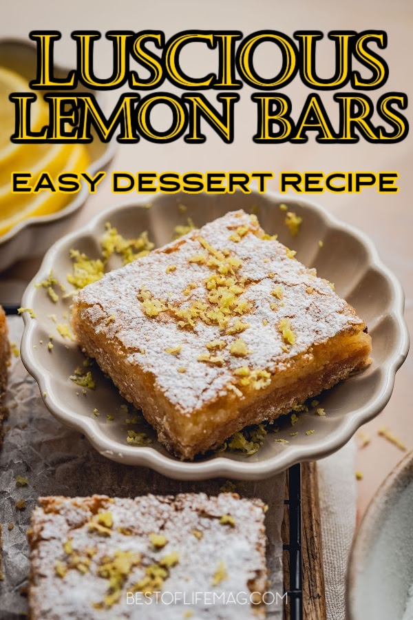 This luscious lemon bar recipe is perfect for a warm summer day or a light and refreshing dessert any other time of the year. Dessert Recipes | Snack Recipes | Lemon Dessert Recipes | Recipes with Lemon | Party Desserts | Dessert Recipes for a Crowd | Lemon Bar Tips | Summer Dessert Recipes | Summer Snack Recipes | Dessert Recipes with Lemon | Lemon Baked Goods Recipe #dessertrecipes #easyrecipes via @amybarseghian