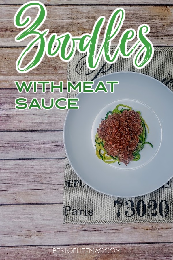 An entire plate of this hearty zoodle and meat sauce recipes contains ZERO grains which means it’s a filling meal without the carb bloat! Zoodles Recipe | Healthy Meat Sauce Recipe | Healthy Recipe | Easy Zoodles Recipe #zoodles #recipes #weightloss #lowcarb via @amybarseghian