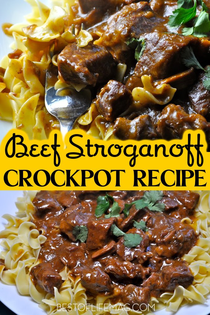 Enjoy this easy beef stroganoff crockpot recipe for a weeknight meal or with guests. The golden mushroom soup adds flavor and it has only SIX ingredients. Stroganoff Recipes | Beef Stroganoff Recipes | Slow Cooker Stroganoff | Crockpot Stroganoff | Slow Cooker Recipes | Crockpot Recipes | Crockpot Pasta Recipe | Slow Cooker Recipe with Beef | Crockpot Recipe with Beef | Dinner Recipe | Family Dinner Recipe #crockpotrecipe #dinnerrecipes via @amybarseghian