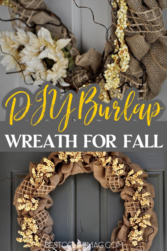 Our neutral fall DIY burlap wreath keeps your home looking chic and stylish throughout the entire season with its Restoration Hardware inspired design. DIY Fall Decorations | DIY Crafts for Fall | Fall Wreath Ideas | Homemade Wreath for Fall | DIY Burlap Crafts | Burlap Crafting Ideas | Home Decor for Fall #falldecor #DIYcrafts via @amybarseghian