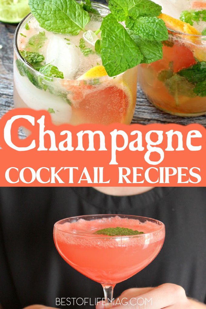 Dazzle yourself and guests during any occasion with these champagne cocktails that add a fun twist onto a classic beverage. New Years Eve Cocktails | New Years Eve Party Recipes | Champagne Drinks | Fruity Champagne Cocktail | Summer Cocktails with Champagne #cocktails #champagne via @amybarseghian