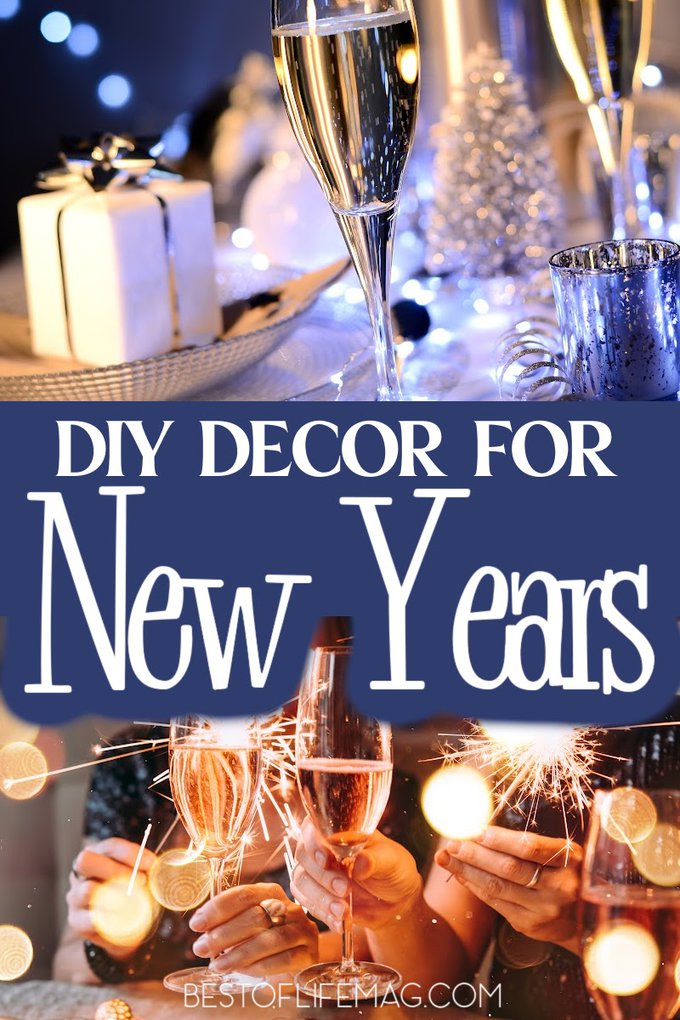 DIY New Years decorations can make your celebration shine! Give New Years the attention it deserves and start the new year off right! New Years Eve Party Ideas | New Years Ideas | New Years Eve DIY | Party Décor Ideas | Home Décor Ideas | Holiday DIY Ideas | DIY Decor Tutorials #diyhome #partydecor via @amybarseghian