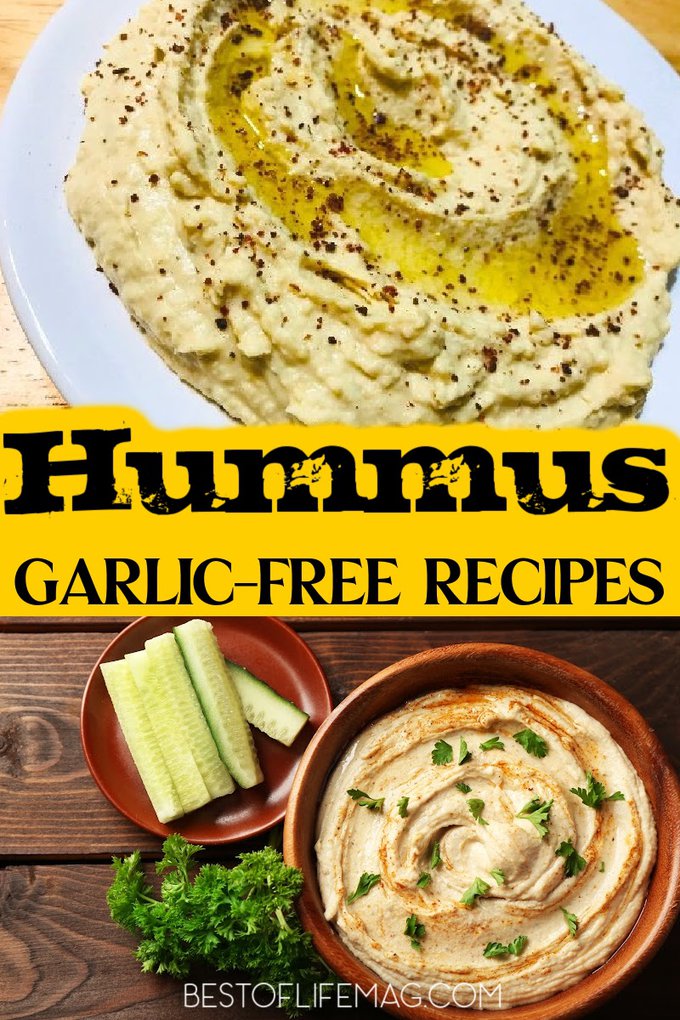 Having a garlic allergy or garlic sensitivity can be difficult, but you can still enjoy these garlic free hummus recipes for a healthy snack! Party Appetizer Recipes | Party Snack Recipes | Hummus Ideas | Party Recipes | How to Make Hummus | Healthy Snack Recipes | Healthy Dip Recipes | Unique Dip Recipes #hummus #healthyrecipes via @amybarseghian