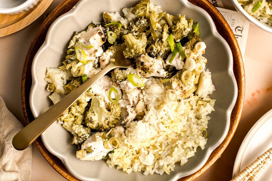 Healthy Slow Cooker Recipes with Chicken a Bowl of Chicken, Broccoli and Rice