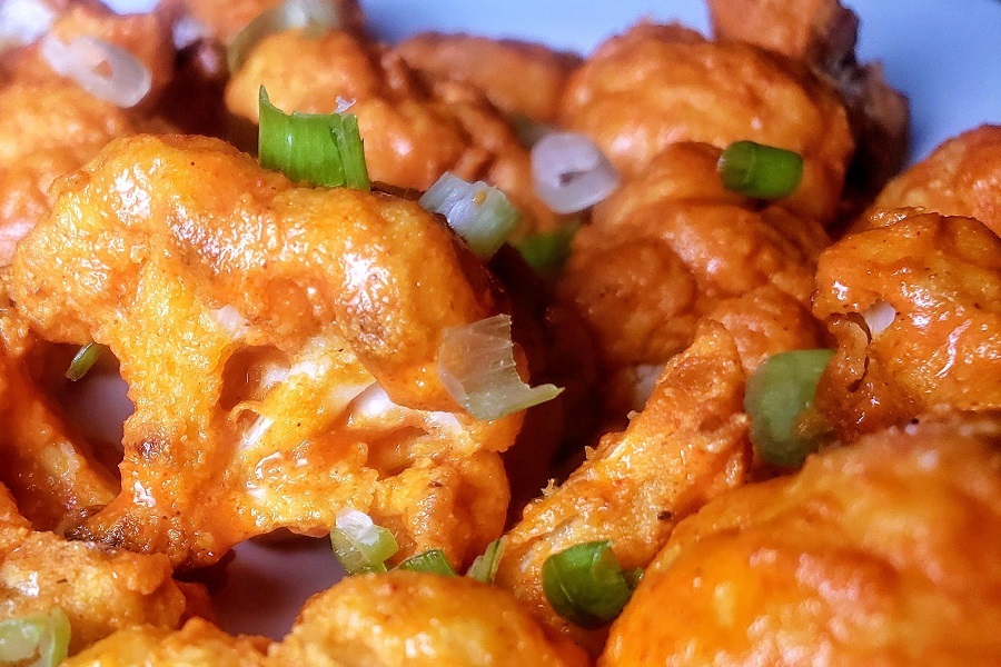 Low Sugar Snacks for a Low Carb Diet Close Up of Buffalo Cauliflower Bites