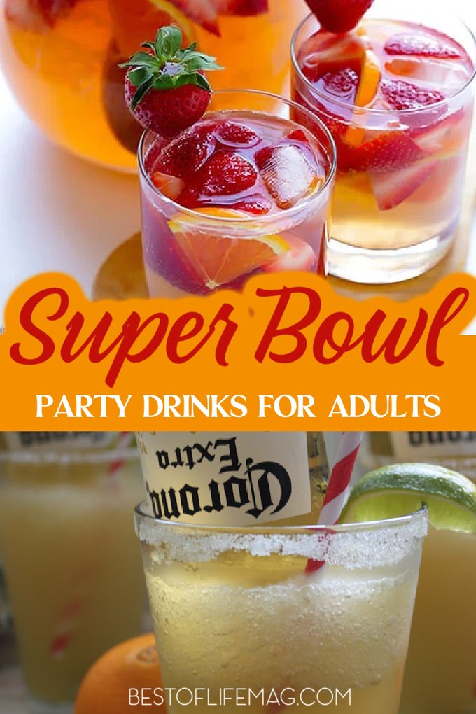 Paired with great food, these game day and Super Bowl party drinks and recipes will keep your party festive for everyone. House Party Drinks | Cheap Party Drinks | Alcoholic Party Punch for a Crowd | Party Drink Ideas for Adults | Cocktail Recipes for Parties | Drinks for Adults | Super Bowl Party Cocktails | Drinks for Super Bowl Parties | Cocktails for Super Bowl Parties #superbowlparty #cocktailrecipes