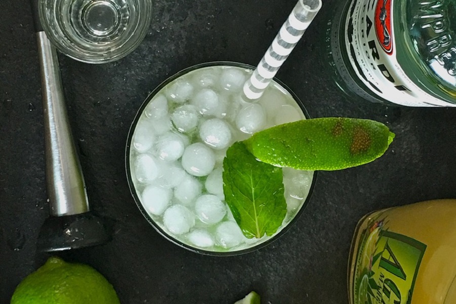 Party Drinks Overhead View of a Gin Cocktail 