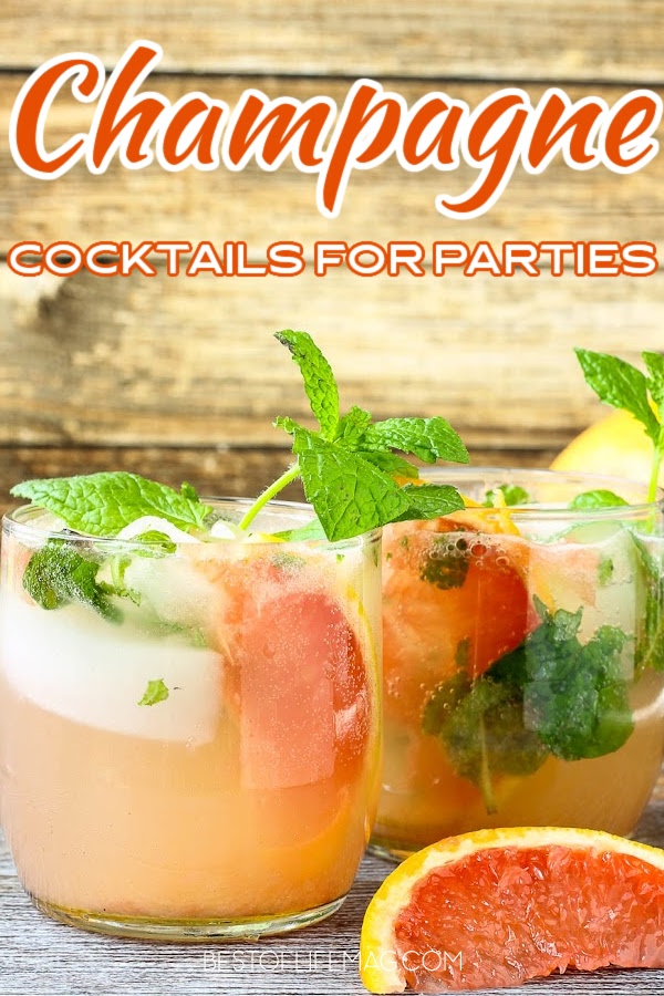Dazzle yourself and guests during any occasion with these champagne cocktails that add a fun twist onto a classic beverage. New Years Eve Cocktails | New Years Eve Party Recipes | Champagne Drinks | Fruity Champagne Cocktail | Summer Cocktails with Champagne | Party Cocktail Recipes | Bubbly Cocktail Recipes | Drink Recipes with Champagne #cocktails #partydrinks