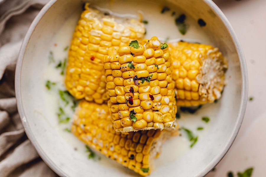 Slow Cooker Corn on the Cob with Coconut Milk Recipe Close Up of Finished Corn on the Cobs