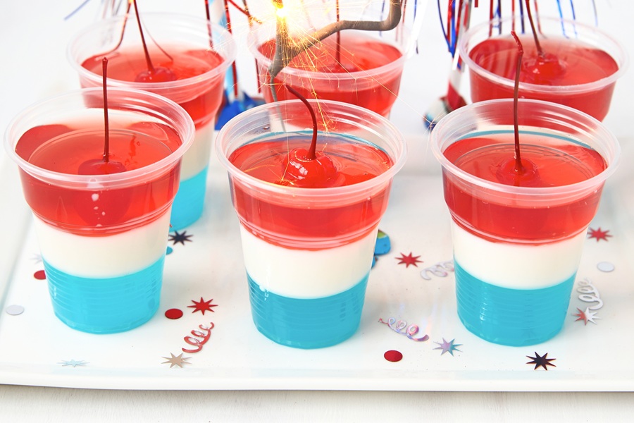 Easy Margarita Jello Shots for Margarita Lovers Red, White and Blue Layered Jello Shots