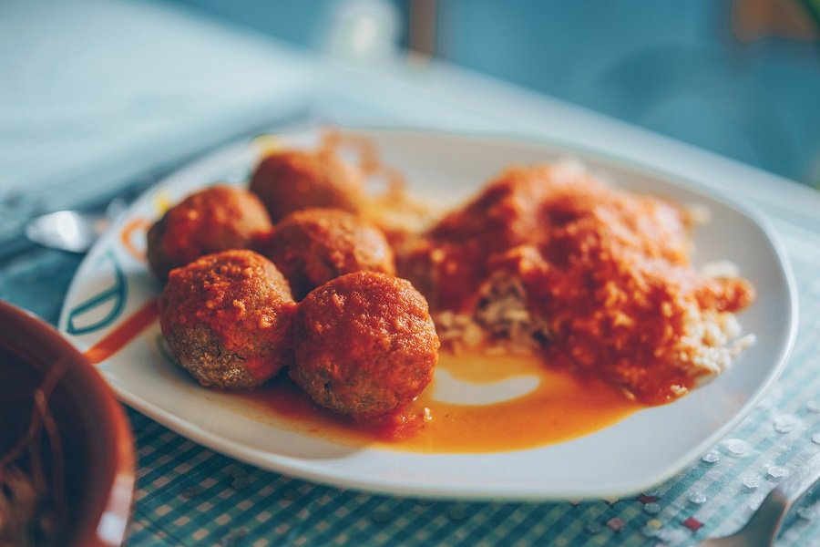 Low Carb Meatballs Recipe Ideas Close Up of a Plate of Meatballs in Marinara Sauce