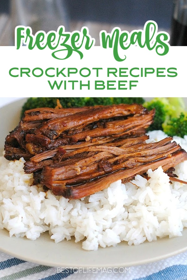 These delicious crockpot freezer meals with beef are easy to make, delicious, come together quickly, and add variety to your dinner table. Beef Dump Freezer Meals | Freezer Recipes | Freezer Meals for Two | Easy Recipes with Beef | Crockpot Beef Recipes | Crockpot Dinner Recipes | Freezer Meals for Families | Easy Dinner Recipes | Slow Cooker Freezer Meals | Family Freezer Meals | Dinner Recipes with Beef | Slow Cooker Beef Recipes