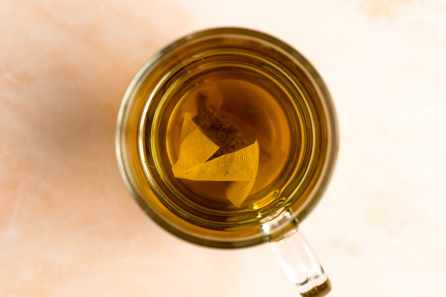 Jillian Michaels Detox Drink Recipe View of a Tea Bag Steeping in a Glass of Water