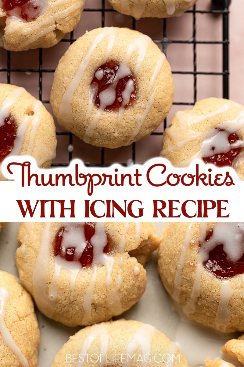 Our thumbprint cookies with icing recipe is highly requested and easy to make! Plus, this is an egg free cookie recipe perfect for the holidays. Thumbprint Cookie Recipe | Easy Cookie Recipe | Dessert Recipe with Raspberries | Holiday Cookie Recipe | Thumbprint Shortbread Cookies | Desserts for a Crowd | Eggless Cookie Recipe | Egg Allergy Cookies