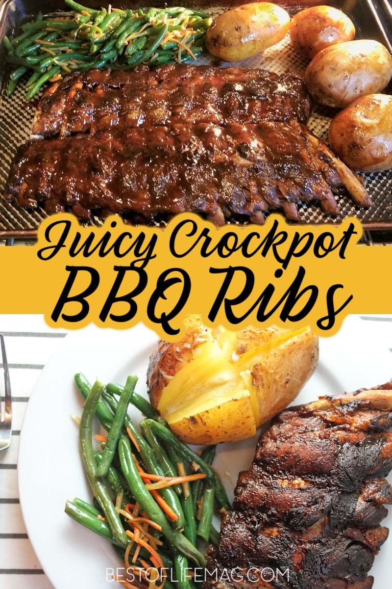This super easy Crockpot BBQ ribs recipe makes such flavorful and tender ribs, you may never fire up the grill again! Easy BBQ Ribs Recipe | Best BBQ Ribs Recipe | Crockpot BBQ Ribs Recipe | Slow Cooker BBQ Ribs Recipe | Best Crockpot Recipes | Best Slow Cooker Recipes | Easy Crockpot Recipes | Crockpot Dinner Recipes via @amybarseghian