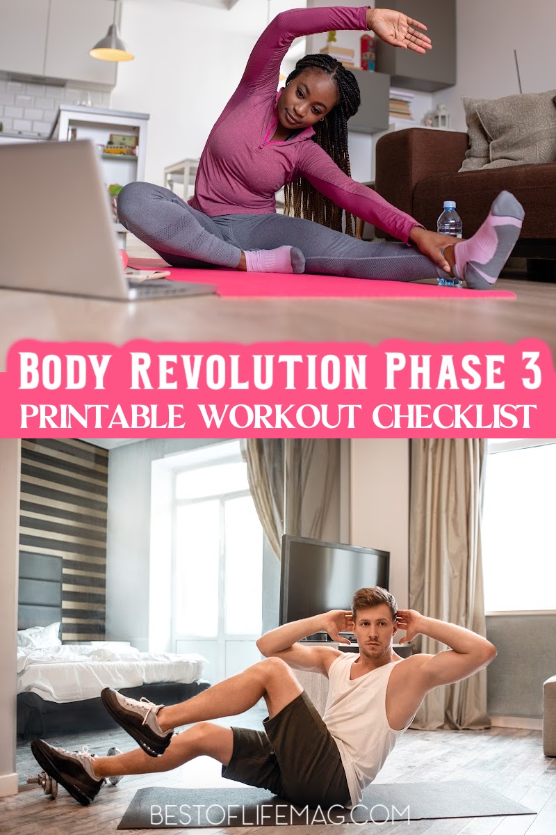 Body Revolution Phase 3 by Jillian Michaels will whip you into shape! Keep track of your progress in the program with this printable workout checklist! Jillian Michaels Workouts | Jillian Michaels Workout Tips | Fitness Printables | Home Fitness Tips | At Home Workouts | At Home Workout Gear | How to Workout from Home | How to Workout at Home | Jillian Michaels Fitness Tips