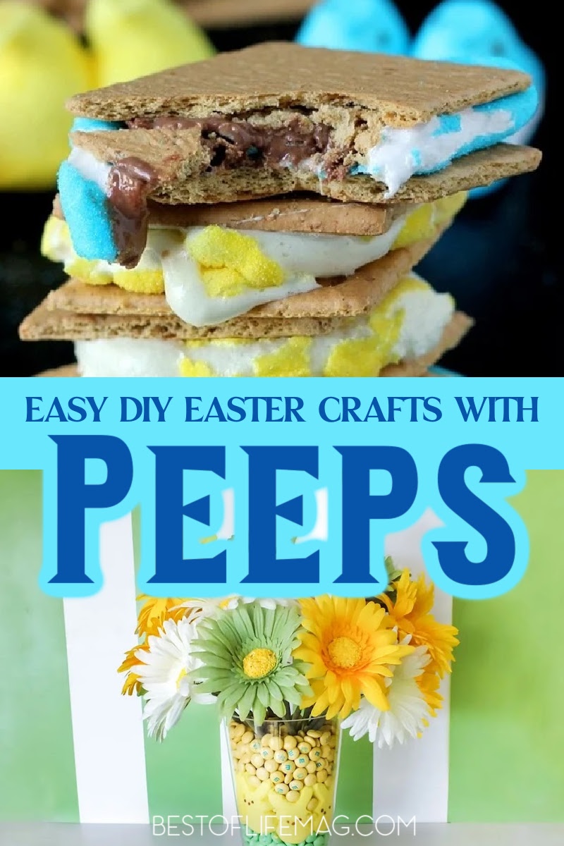 There is one treat that goes hand in hand with Easter, Peeps. There are so many ways to take an ordinary Peep and elevate it to a fancy dessert or craft! Easter Crafts | Craft Ideas for Easter | DIY Easter Decor | Things to do on Easter | Easter Candy Ideas | Easter Activities for Kids via @amybarseghian