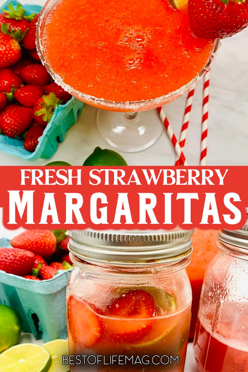 Say cheers with this yummy strawberry margarita recipe! With puree and simple ingredients, it is easy to make and perfect for happy hour! Strawberry Margarita on the Rocks | Easy Frozen Strawberry Margarita | Strawberry Margarita Without Blender | Strawberry Margarita on the Rocks | Margarita Recipes with Fruit | Fruity Margarita Recipes via @amybarseghian