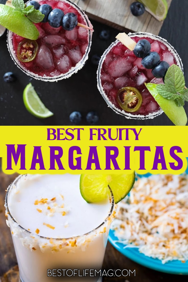 Enjoy these easy to make fruity margarita recipes when you need a refreshing cocktail! These are easy to adapt to pitcher recipes, too! Fruity Cocktails | Margarita Recipes | Margarita on the Rocks | Best Margaritas | Party Recipes | Party Drinks | Tequila Cocktail Recipes | Cocktails with Fresh Fruit | Party Drink Recipes | Recipes for Adults via @amybarseghian