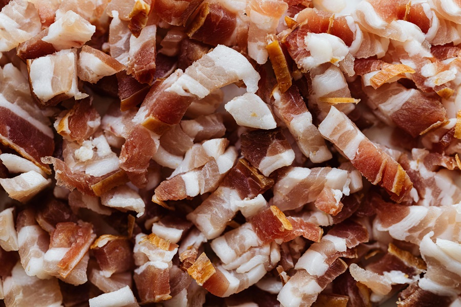 3 Ingredient Recipes Close Up of Diced Bacon