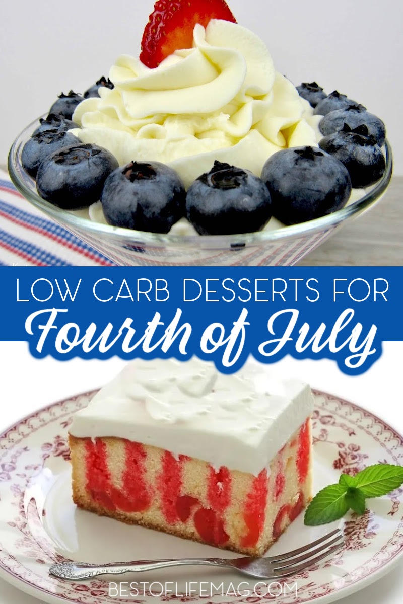 There are low carb Fourth of July desserts that are patriotic, perfect for sharing, and fit into low carb diet plans. Fourth of July Dessert Recipes | 4th of July Dessert Recipes | Desserts for The Fourth of July | Desserts for Summer Parties | Low Carb Patriotic Desserts | Keto Desserts for Summer | Low Carb Summer Recipes | Weight Loss Dessert Ideas | Dessert Recipes with Fruit via @amybarseghian