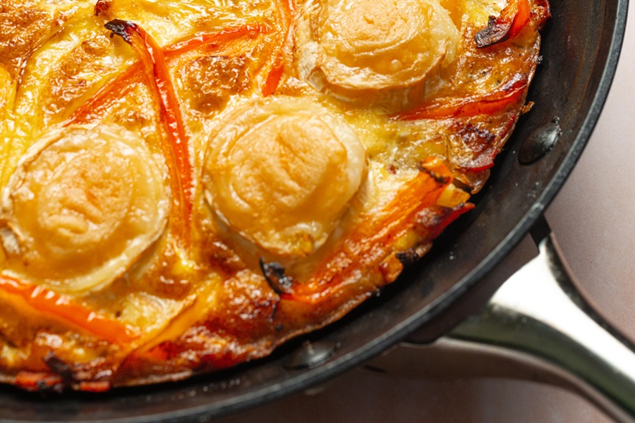 Healthy and Easy Breakfast Skillet Recipe with Potatoes Close Up of the Casserole in a Pan 