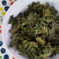 Easy Air Fryer Kale Chips Recipe Overhead View of a Bowl of Kale Chips