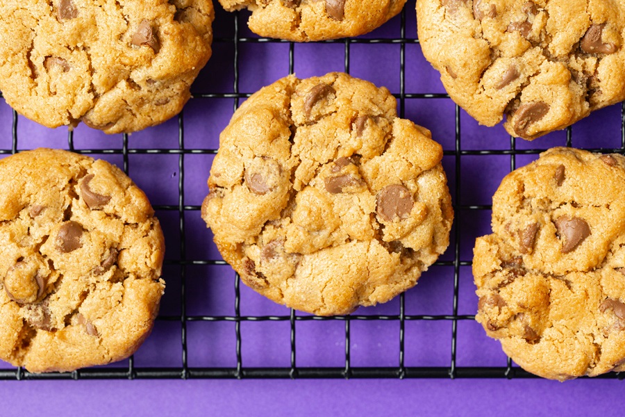 Air Fryer Peanut Butter Cookies without Flour Close Up of Cookies on a Cooling Rack