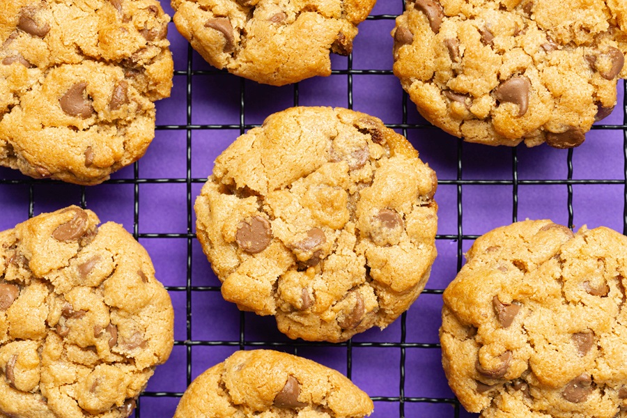 Air Fryer Peanut Butter Cookies without Flour Cookies on a Cooling Rack