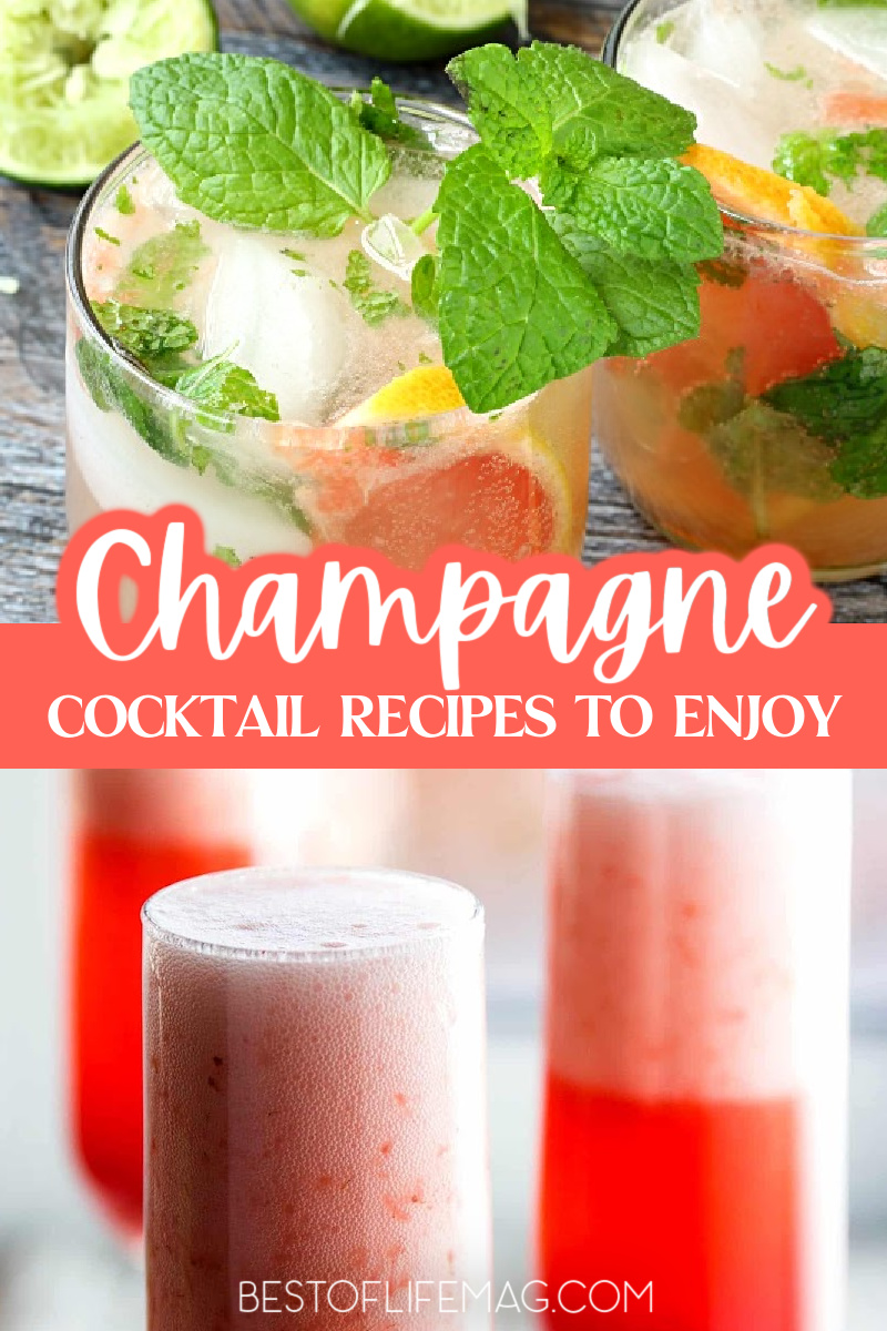 Dazzle yourself and guests during any occasion with these champagne cocktails that add a fun twist onto a classic beverage. New Years Eve Cocktails | New Years Eve Party Recipes | Champagne Drinks | Fruity Champagne Cocktail | Summer Cocktails with Champagne | Party Cocktail Recipes | Bubbly Cocktail Recipes | Drink Recipes with Champagne via @amybarseghian