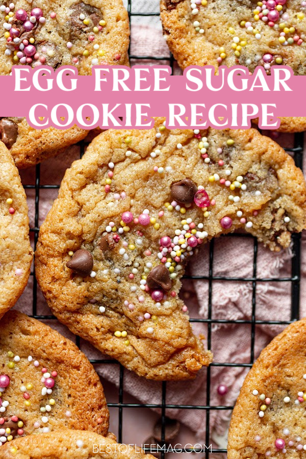 Our delicious egg free sugar cookie recipe with chocolate chips is moist and flavorful. People with food allergies will appreciate an easy dessert recipe. Food Allergy Snack Recipes | Food Allergy Cookie Recipe | Chocolate Chip Sugar Cookies | Eggless Cookie Recipes | Egg Free Chocolate Chip Cookies | Egg Free Cookie Recipe | Sugar Cookies without Eggs | Chocolate Chip Sugar Cookies without Eggs | Eggless Chocolate Chip Cookies | Dessert Recipe without Eggs via @amybarseghian