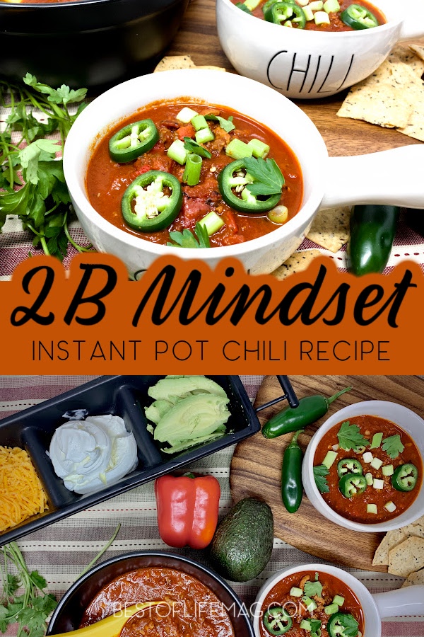 You can make an amazing 2B Mindset Instant Pot chili recipe that fits into your diet and is an easy make-ahead Instant Pot recipe. 2B Mindset Dinner Recipes | 2B Mindset Food List | 2B Mindset Tips | Weight Loss Recipes | Healthy Instant Pot Recipes | Healthy Instant Pot Chili | Chili Recipes for Weight Loss via @amybarseghian