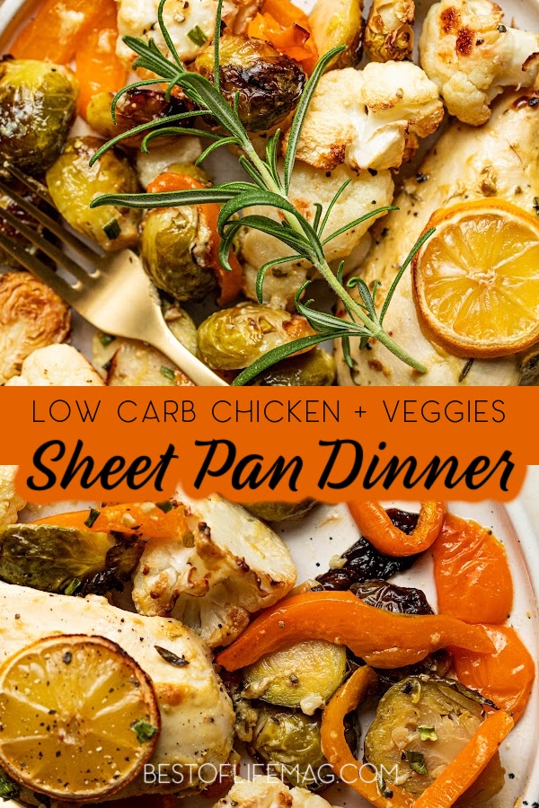 Meal prep is simple with the easy preparation of this low carb chicken and veggies sheet pan dinner recipe for a healthy dinner. Chicken Sheet Pan Dinner |  Healthy Dinner Recipes | Easy Recipes with Chicken | Sheet Pan Meals | Low Carb Chicken Recipes | Weight Loss Recipes | Recipes with Leftovers via @amybarseghian