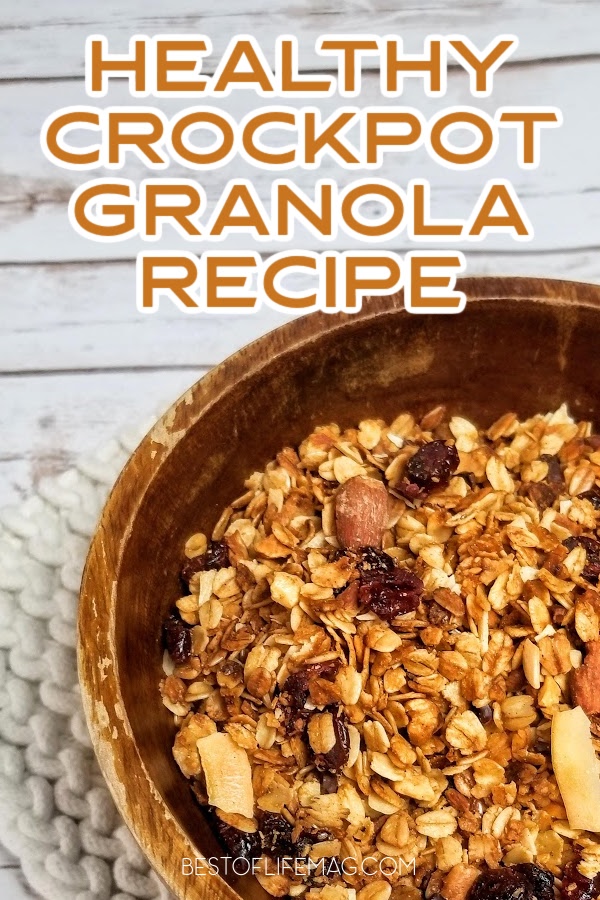 Make your own healthy crockpot granola recipe at home. This slow cooker granola recipe is gluten free and vegan free, too, making it an allergy friendly recipe. Healthy Crockpot Ideas | Easy Crockpot Recipes | Easy Granola Recipe | Vegan Recipes via @amybarseghian