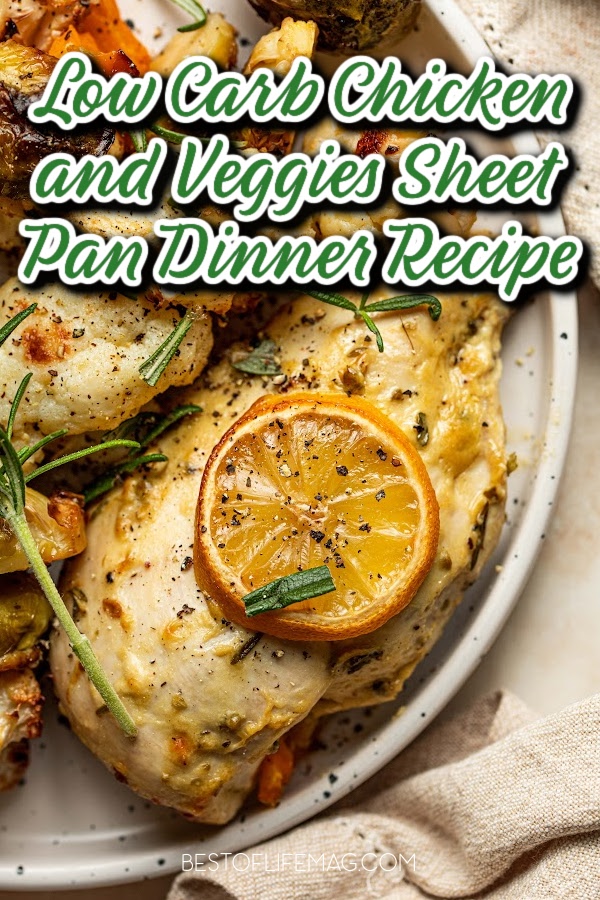 Meal prep is simple with the easy preparation of this low carb chicken and veggies sheet pan dinner recipe for a healthy dinner. Chicken Sheet Pan Dinner |  Healthy Dinner Recipes | Easy Recipes with Chicken | Sheet Pan Meals | Low Carb Chicken Recipes | Weight Loss Recipes | Recipes with Leftovers via @amybarseghian