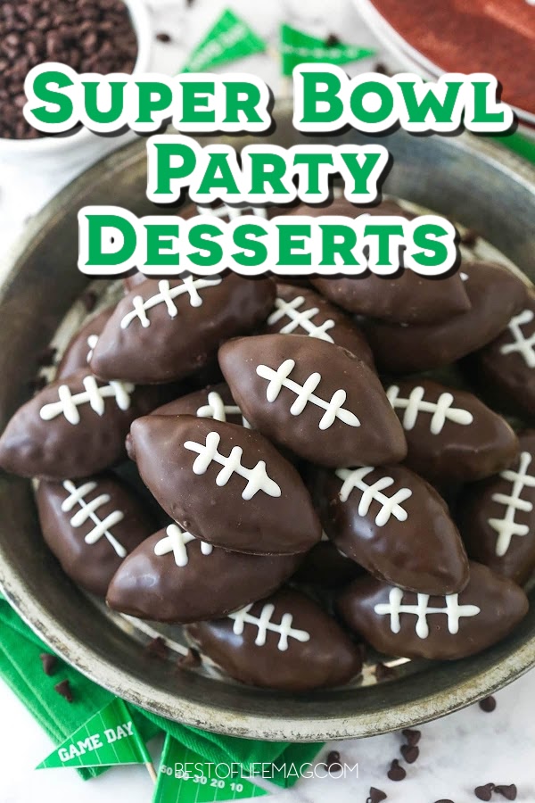 Super Bowl Party desserts are a great way to amp up the party and keep guests happy during the big game. Super Bowl Party Recipes | Super Bowl Dessert Recipes | Super Bowl Snack Recipes | Desserts for Super Bowl Parties | Football Recipes | Game Day Recipes | Party Food | Party Planning Recipes | Football Game Food | Easy Desserts for Game Day | Snack Recipes for Football Parties via @amybarseghian