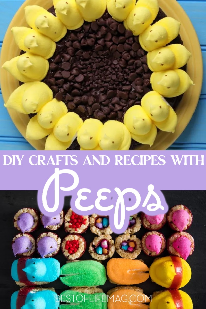 There is one treat that goes hand in hand with Easter, Peeps. There are so many ways to take an ordinary Peep and elevate it to a fancy dessert or craft! Easter Crafts | Craft Ideas for Easter | DIY Easter Decor | Things to do on Easter | Easter Candy Ideas | Easter Activities for Kids via @amybarseghian