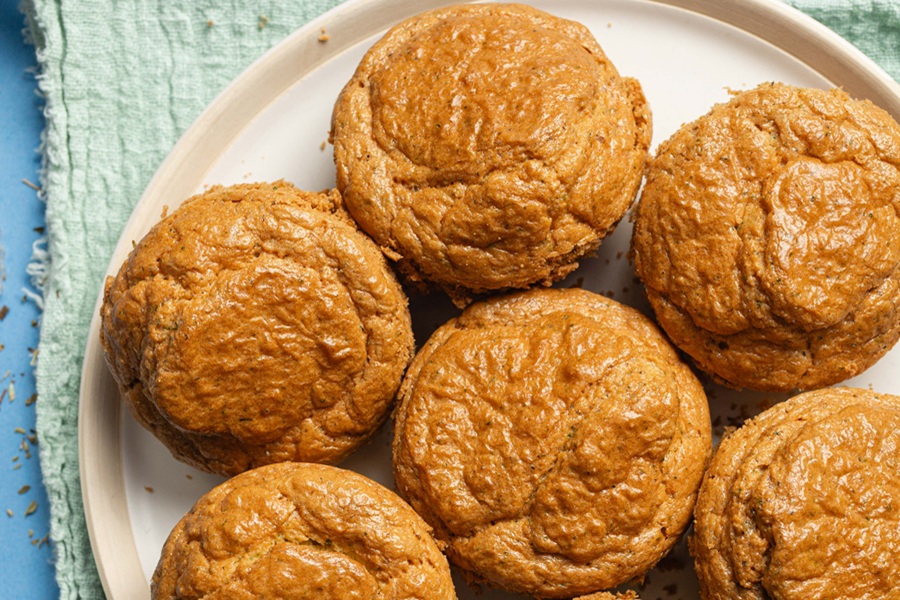 Easy Keto Almond Flour Bread Recipe Close Up of Almond Bread Rolls on a Plate