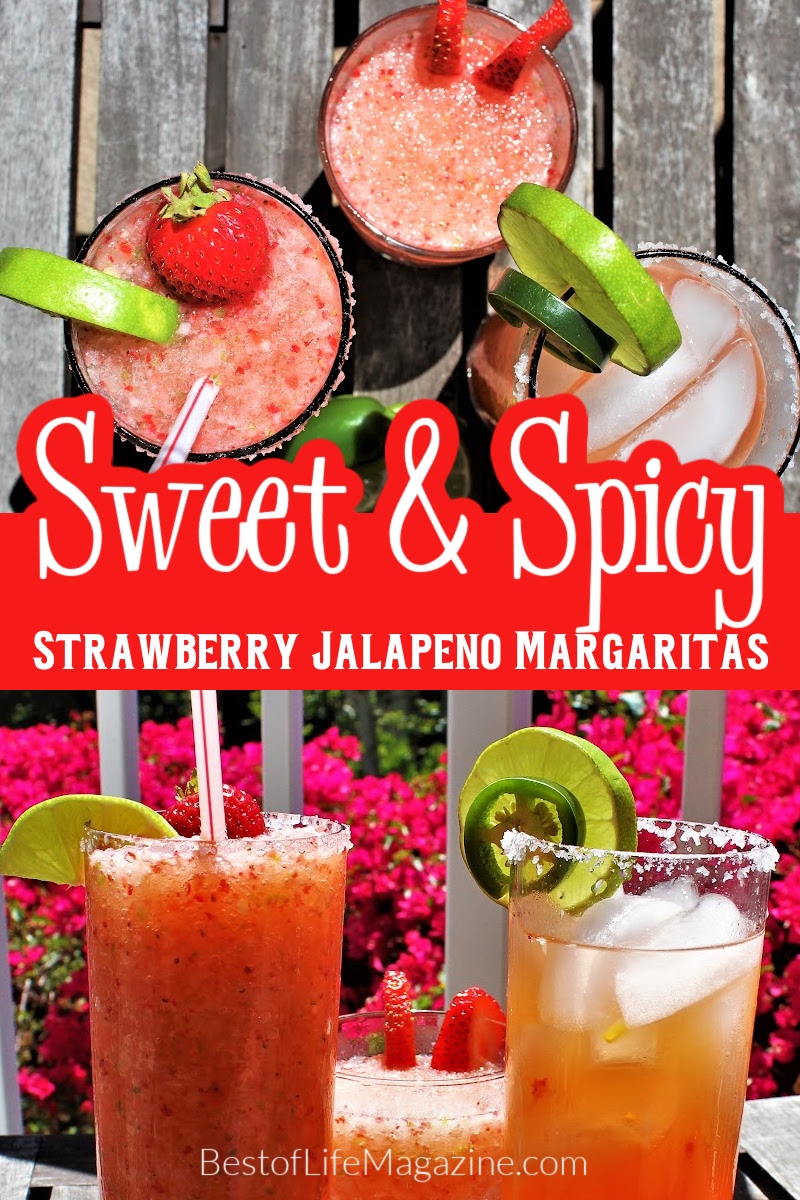 This strawberry jalapeño margarita is sweet, spicy, and totally refreshing. If you love margaritas this tequila cocktail needs to be added to your regular list of recipes! Margarita Recipes | Fruity Margarita Recipes | Spicy Margarita Recipe | Summer Margarita Recipes | Pool Party Cocktail Recipes via @amybarseghian
