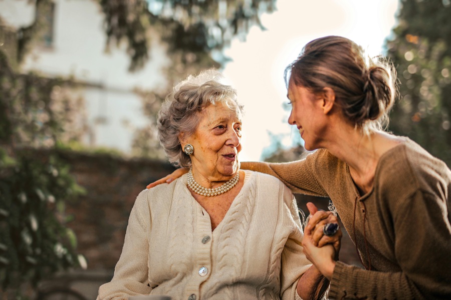 Healthy Mothers Day Breakfast Ideas an Elderly Mom Sitting Her with Her Adult Daughter Sitting on a Bench
