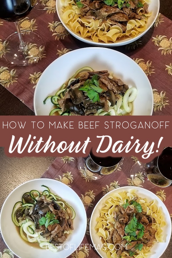 Dairy free dieters and allergy sufferers rejoice; this crock pot dairy free beef stroganoff recipe is made for you and so easy to add to your weekly meal plan. Plus, it comes with an Instant Pot conversion! Dairy Free Crockpot Recipes | Dairy Free Instant Pot Recipes | Easy Instant Pot Recipes | Easy Crockpot Recipes via @amybarseghian