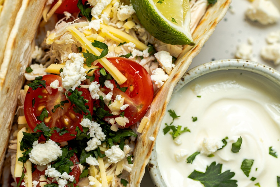 Easy Chicken Tacos with Shredded Chicken on a Plate
