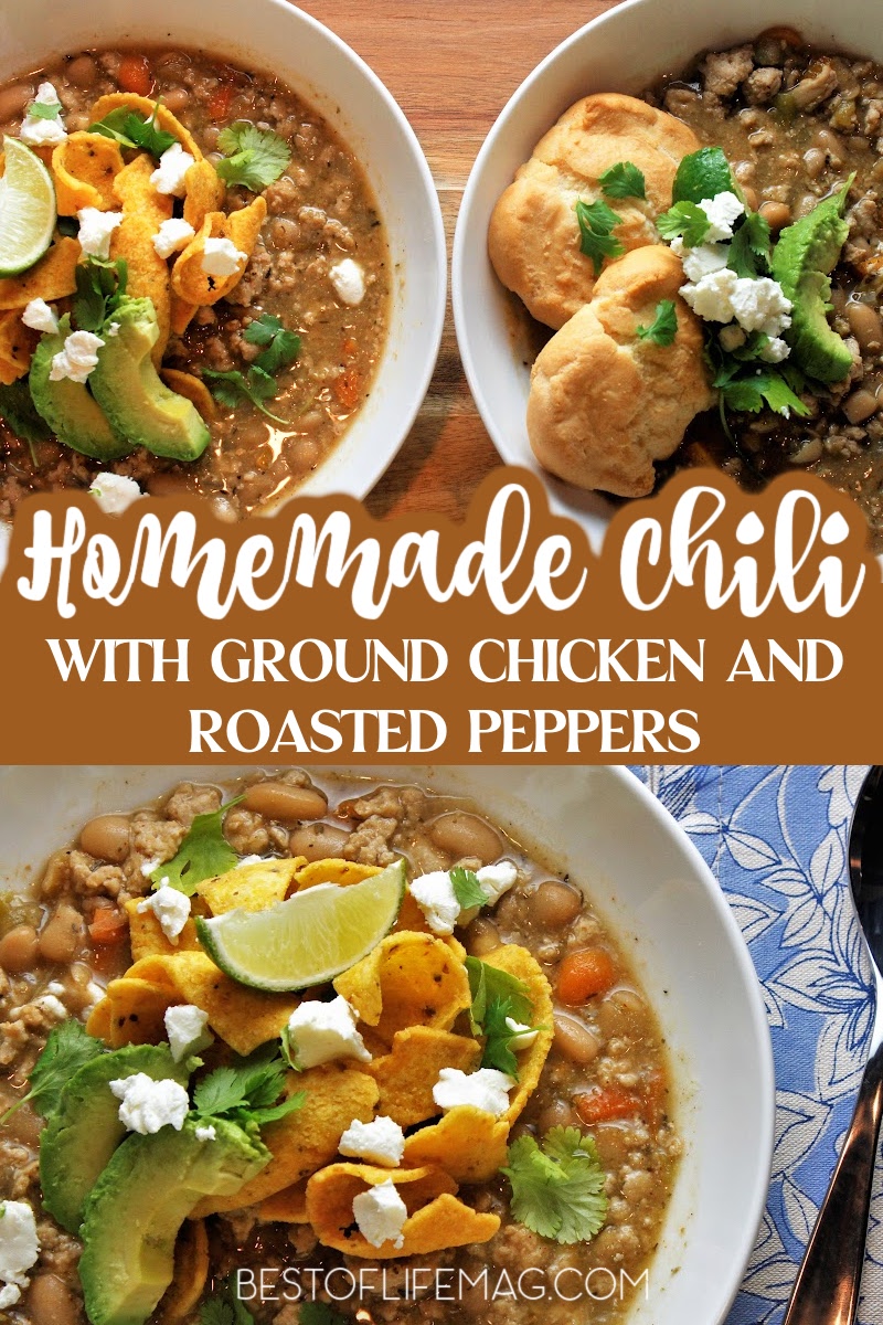 Add this crockpot chicken chili into your meal plan for easy weeknight meals. This chicken chili is perfect for large groups, football games, and parties! Crockpot Recipes | Meal Planning Recipes | Party Food | Chicken Chili | Crockpot Chili | Football Party Food via @amybarseghian