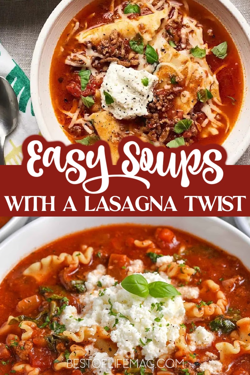 Enjoy lasagna in soup form with the best crockpot lasagna soup recipes for the entire family. The best part is these are easy recipes to make any day of the week. Crockpot Soup Recipes | Slow Cooker Soup Recipes | Vegetarian Lasagna Soup Recipes | Fall Recipes | Freezer Crockpot Meals | Make-Ahead Soup Recipes | Lasagna Soup with Pasta Sauce | Crockpot Pasta Recipe via @amybarseghian