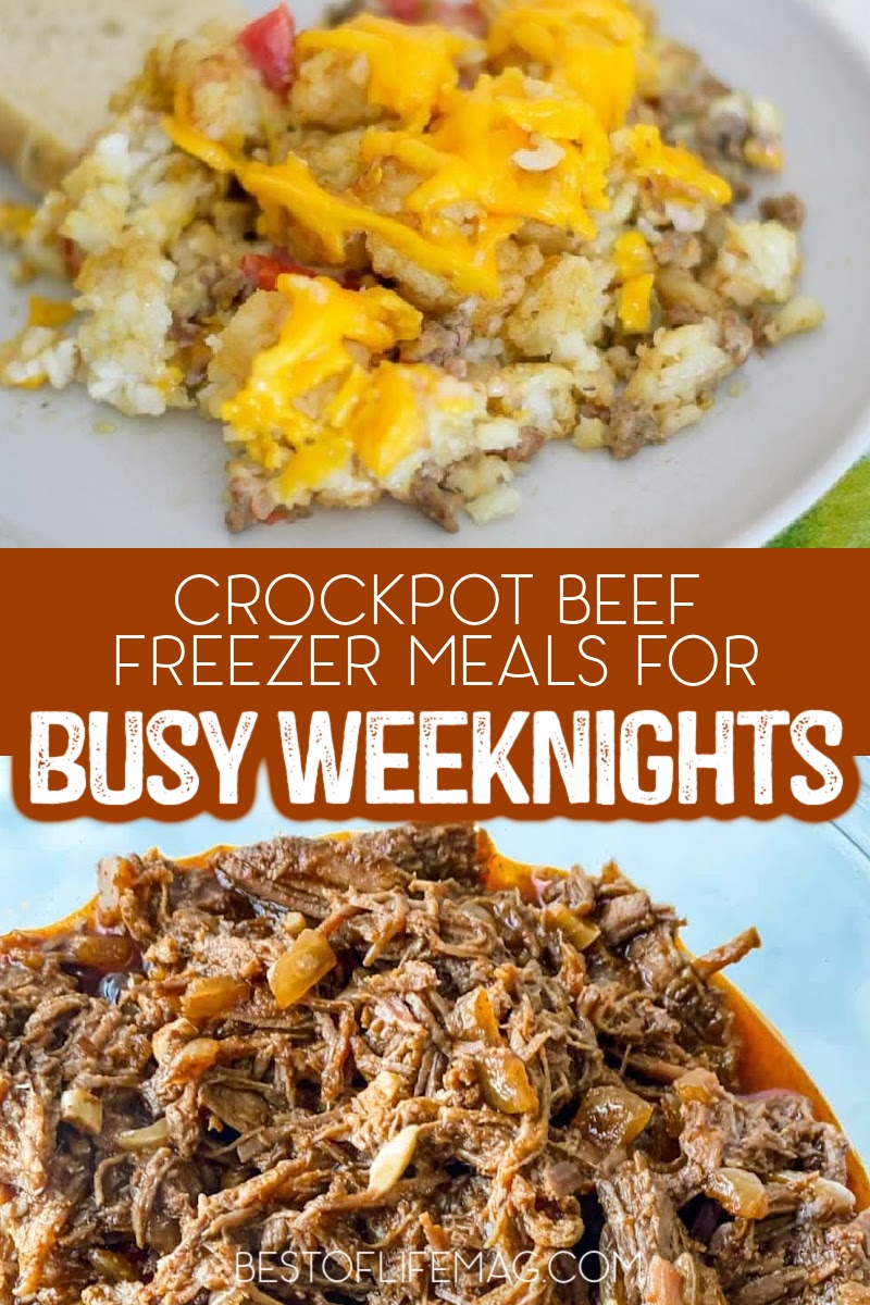 These delicious crockpot freezer meals with beef are easy to make, delicious, come together quickly, and add variety to your dinner table. Beef Dump Freezer Meals | Freezer Recipes | Freezer Meals for Two | Easy Recipes with Beef | Crockpot Beef Recipes | Crockpot Dinner Recipes | Freezer Meals for Families | Easy Dinner Recipes | Slow Cooker Freezer Meals | Family Freezer Meals | Dinner Recipes with Beef | Slow Cooker Beef Recipes via @amybarseghian