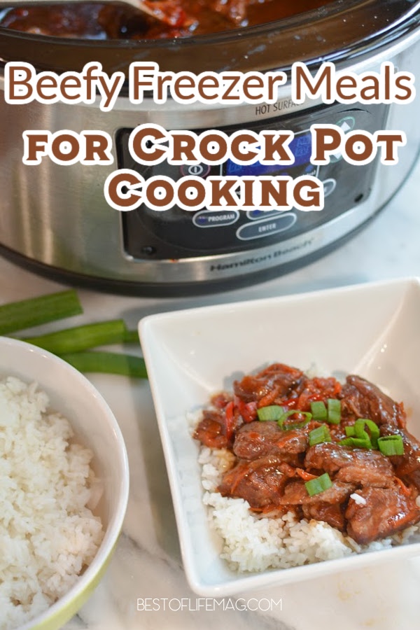 These delicious crockpot freezer meals with beef are easy to make, delicious, come together quickly, and add variety to your dinner table. Beef Dump Freezer Meals | Freezer Recipes | Freezer Meals for Two | Easy Recipes with Beef | Crockpot Beef Recipes | Crockpot Dinner Recipes | Freezer Meals for Families | Easy Dinner Recipes | Slow Cooker Freezer Meals | Family Freezer Meals | Dinner Recipes with Beef | Slow Cooker Beef Recipes