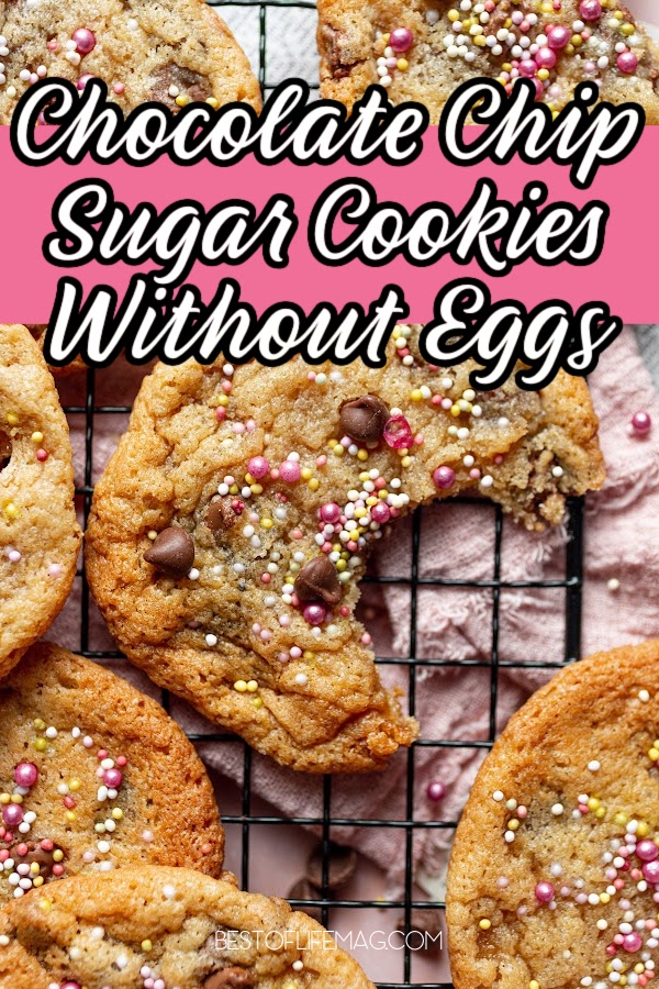 Our delicious egg free sugar cookie recipe with chocolate chips is moist and flavorful. People with food allergies will appreciate an easy dessert recipe. Food Allergy Snack Recipes | Food Allergy Cookie Recipe | Chocolate Chip Sugar Cookies | Eggless Cookie Recipes | Egg Free Chocolate Chip Cookies | Egg Free Cookie Recipe | Sugar Cookies without Eggs | Chocolate Chip Sugar Cookies without Eggs | Eggless Chocolate Chip Cookies | Dessert Recipe without Eggs via @amybarseghian