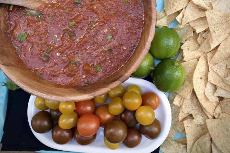 Homemade Salsa Recipe Close Up of a Bowl of Salsa Next to Fresh Tomatoes